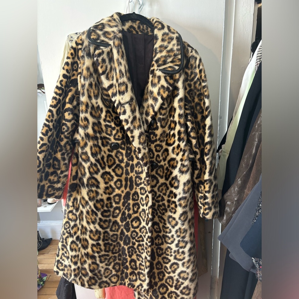 Vintage cheetah faux fur coat